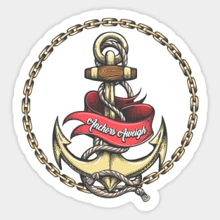 Ship Anchor in ropes chain circle Sticker
